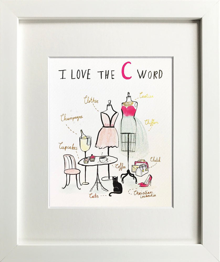 HHJ C Word White Wooden Framed Print