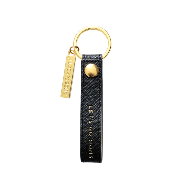 Alice Scott Black and Gold Leatherette Keyring