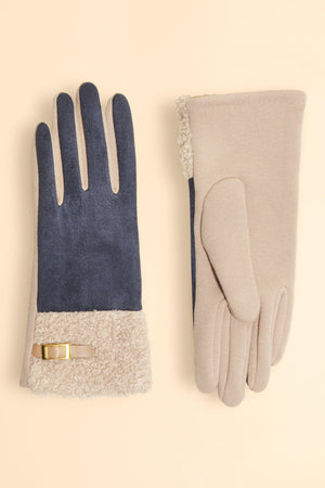 Denim Faux Suede Gloves - Audrey by Powder Designs UK