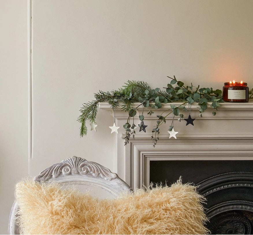 Ceramic Porcelain Decorative Stars - Grey or White