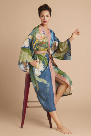 Powder Design Delicate Tropics Kimono Gown in Indigo