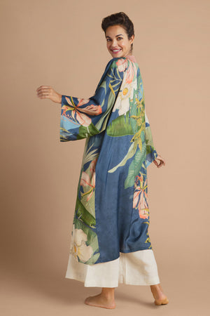 Powder Design Delicate Tropics Kimono Gown in Indigo