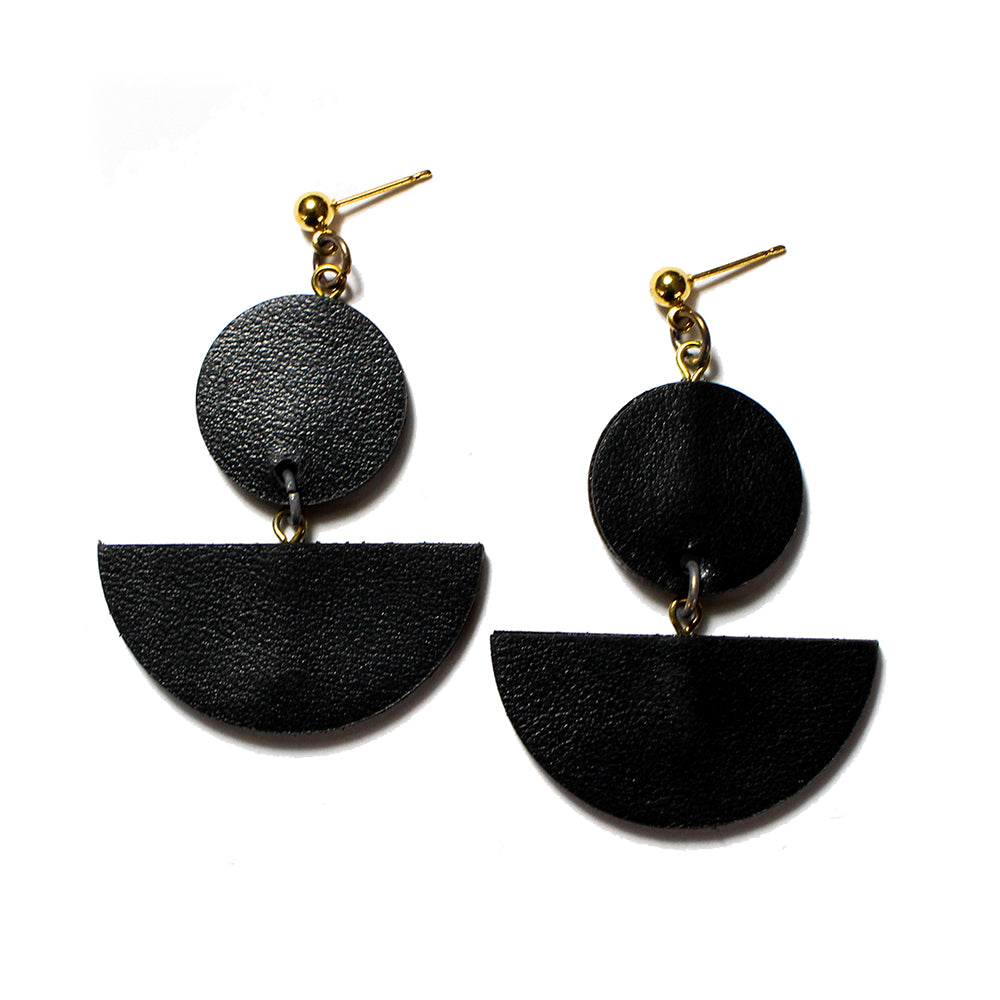 Dark Horse Dot/Slice Ear-Rings - Black