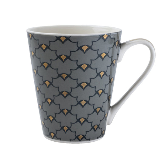 Grey/Blue Gold Fan Conical Mug