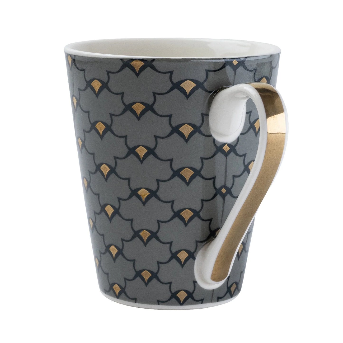 Grey/Blue Gold Fan Conical Mug