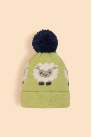 Children's Knitted Sheep Hat - Sage