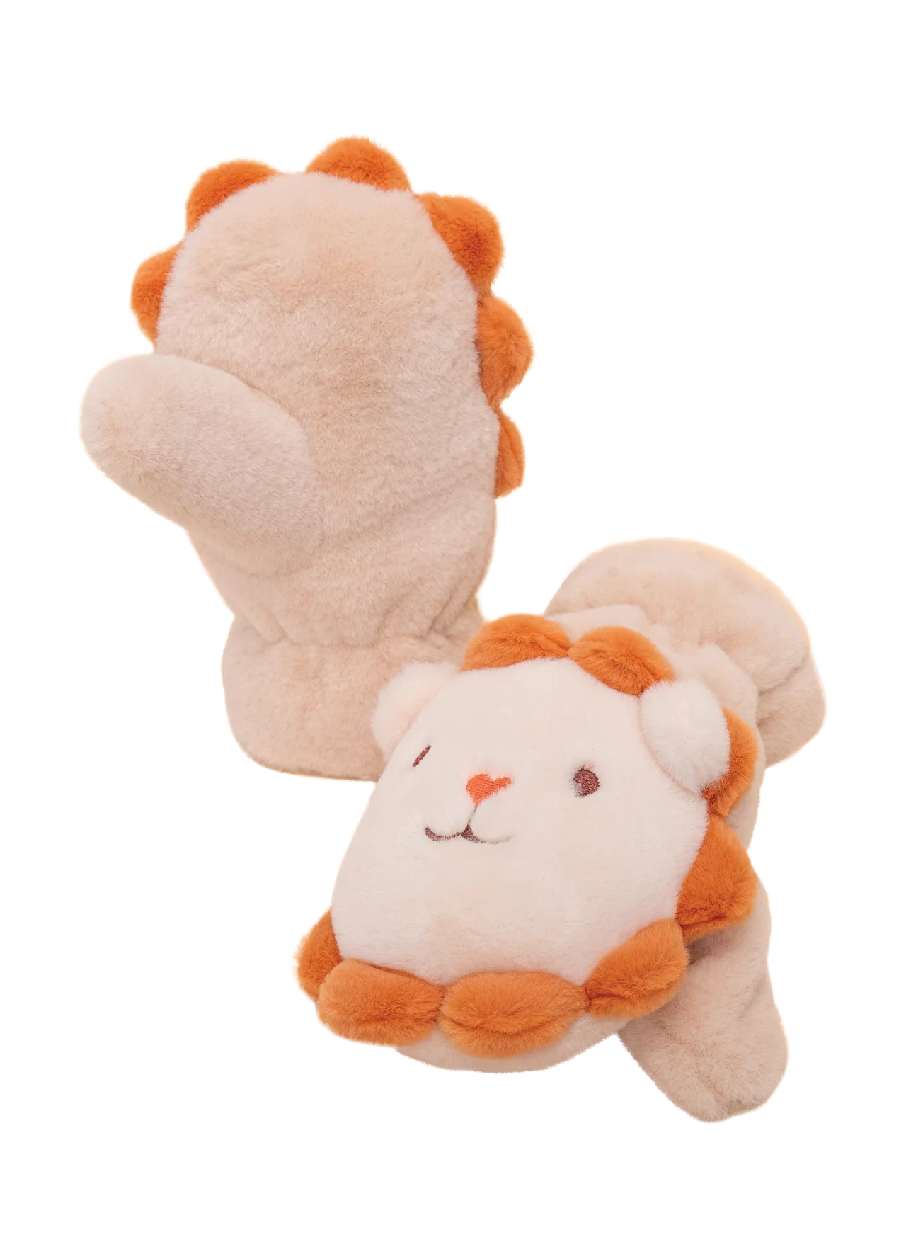 Kids Fluffy Mittens - Cute Cream Lion