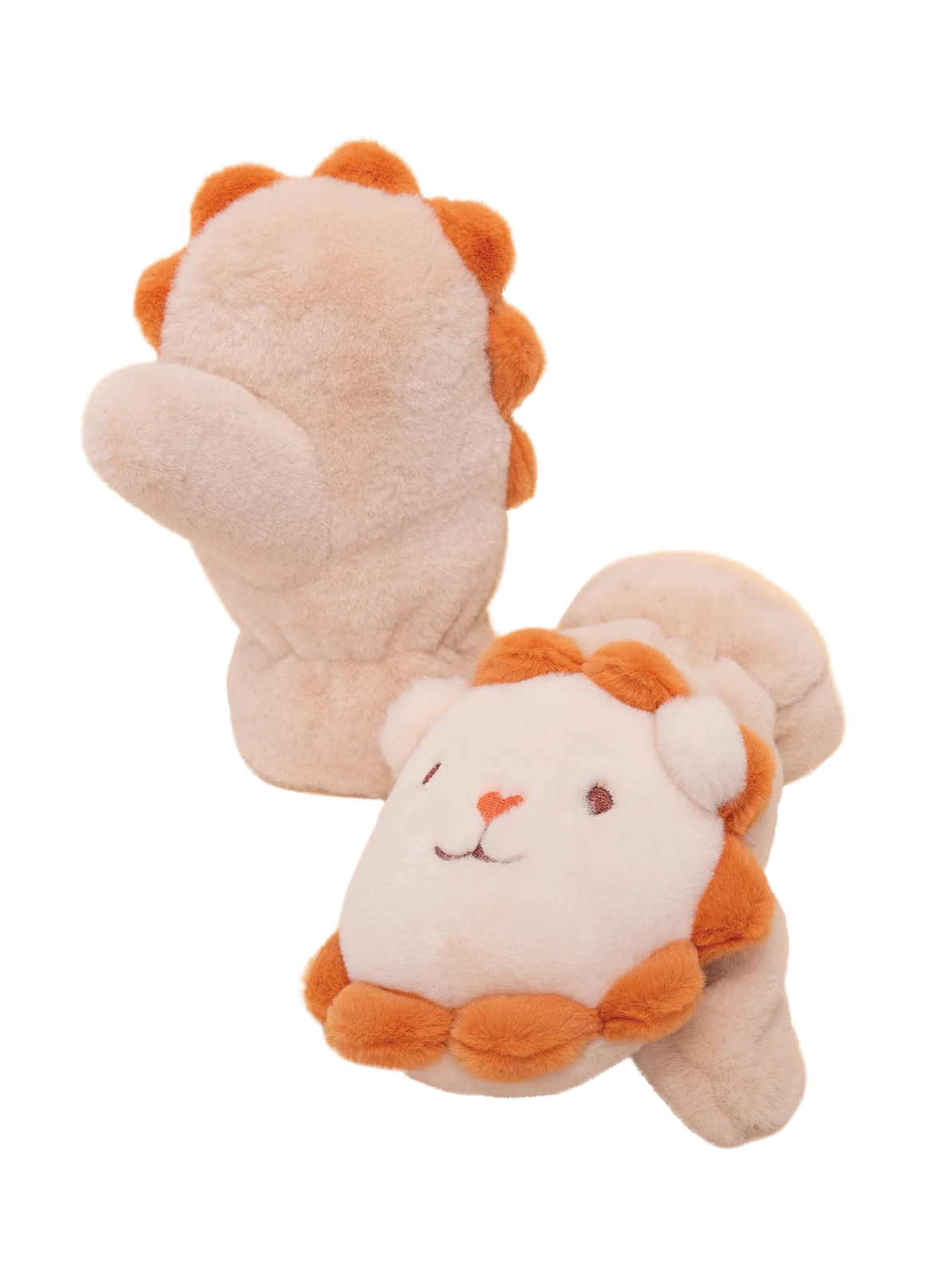 Kids Fluffy Mittens - Cute Cream Lion