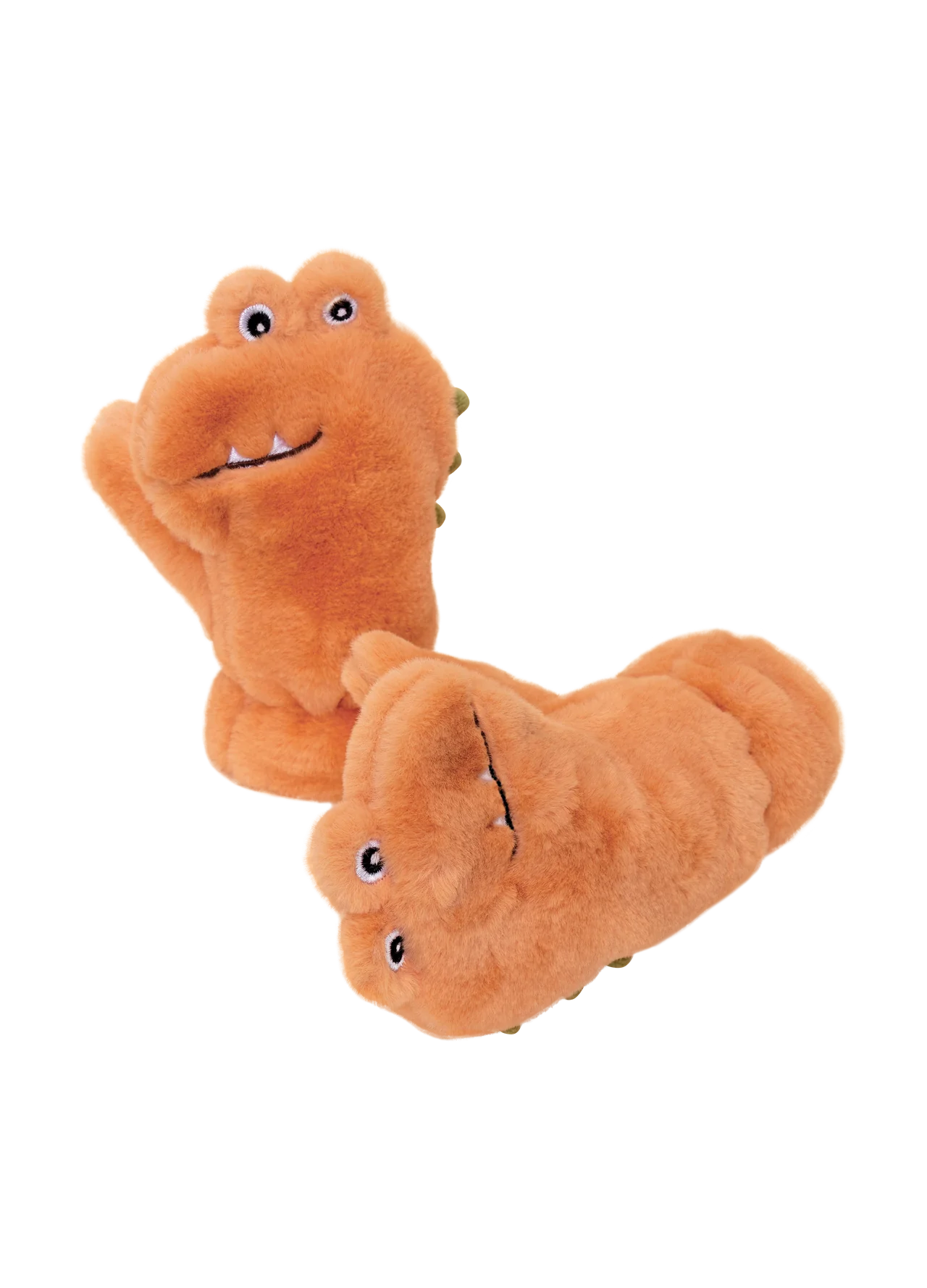 Kids Fluffy Mittens - Coral Toothy Dino