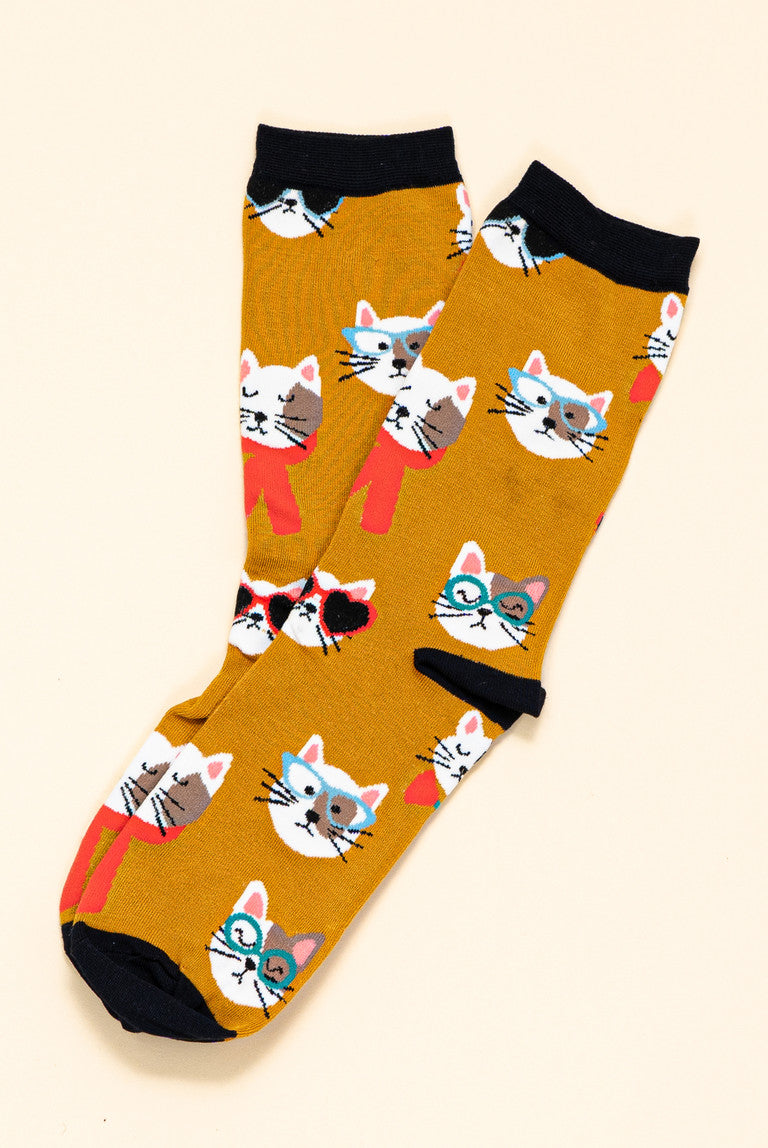 Cats Bamboo Socks & Keyring Giftbox | Lily & Me
