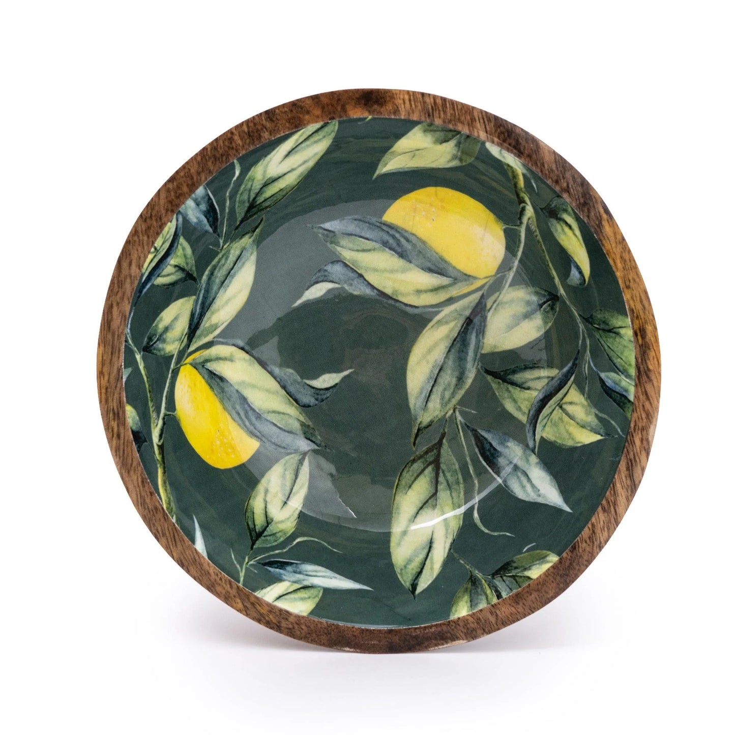 Lemon & Leaves 20cm Mango Wooden Bowl