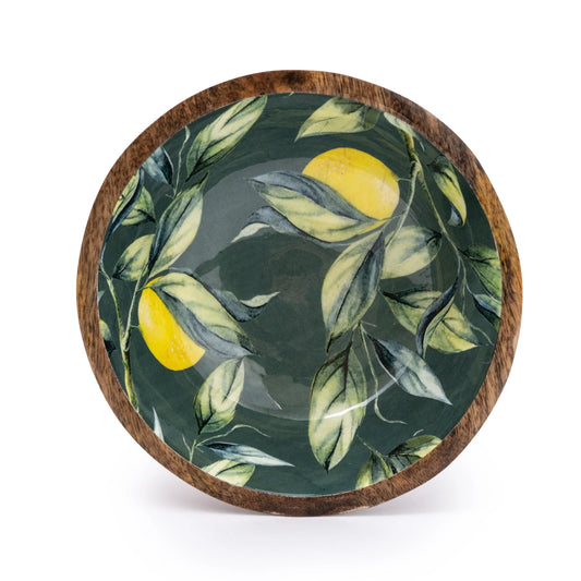 Lemon & Leaves 20cm Mango Wooden Bowl