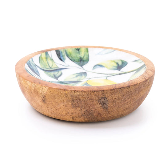 Lemon & Leaves 13cm Mango Wooden Bowl