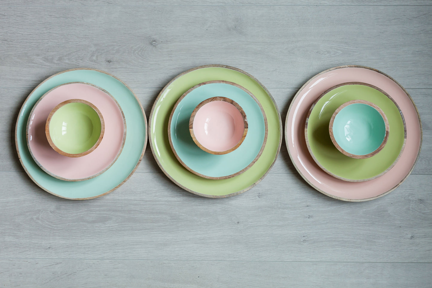 Bamboo 13cm Bowl with Mint Green Inlay