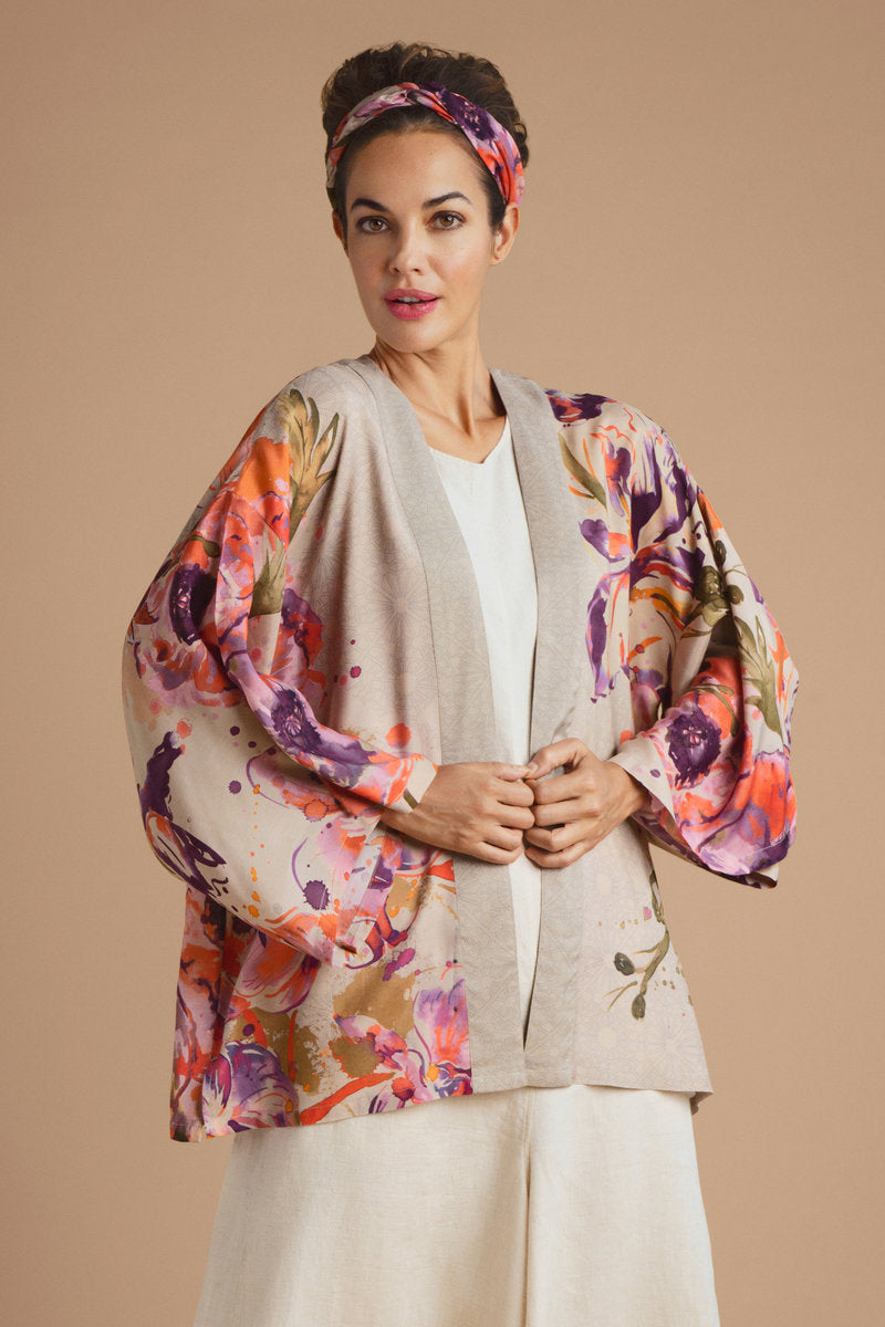 Powder Design Orchid & Iris Kimono Jacket in Coconut