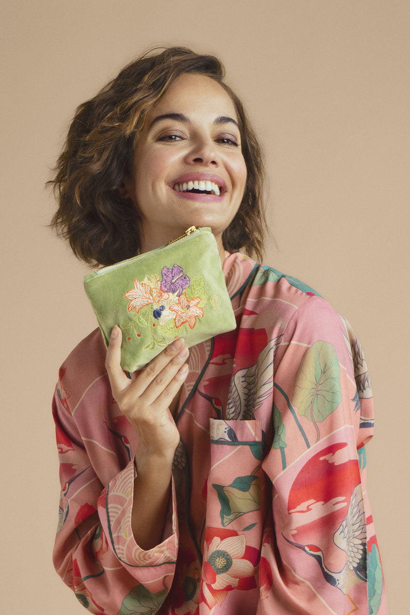 Cockatoo Velvet Mini Pouch from Powder Designs