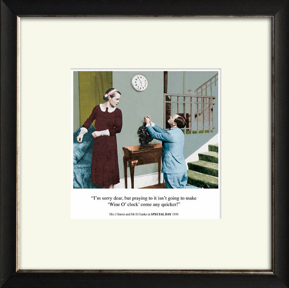 HHJ Wine O’CLock Wooden Framed Print