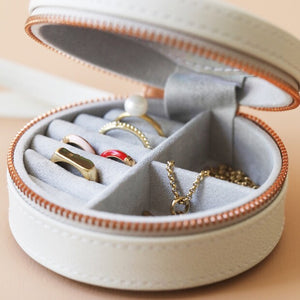 Mini Round Jewellery Case in Grey from Lisa Angel