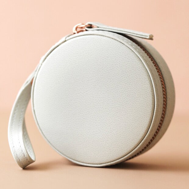 Mini Round Jewellery Case in Grey from Lisa Angel