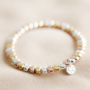 Lisa Angel Beaded Hearts Bracelet in Silver, Gold & Rose Gold