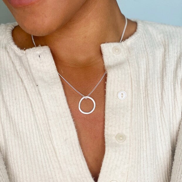 Lisa Angel Organic Style Hoop Necklace in Silver