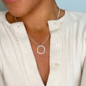 Lisa Angel Organic Style Hoop Necklace in Silver