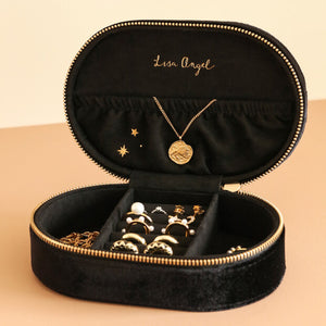 Black Velvet "Starry Night" Oval Jewellery Case from Lisa Angel