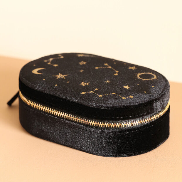Black Velvet "Starry Night" Oval Jewellery Case from Lisa Angel