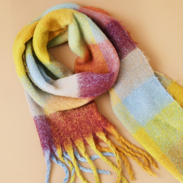 Burgundy/Mustard Check Scarf from Lisa Angel