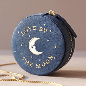 Navy Velvet Round "Sun & Moon" Jewellery Case from Lisa Angel