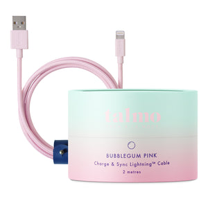 Talmo Charge and Sync Lightning 2 Metre Cable - Bubblegum Pink