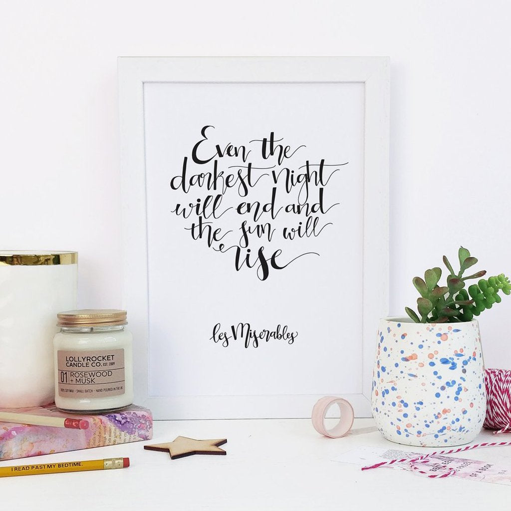 Les Miserable Black Calligraphy Unframed Print