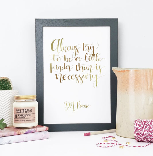 Kindness Unframed Gold Calligraphy Print
