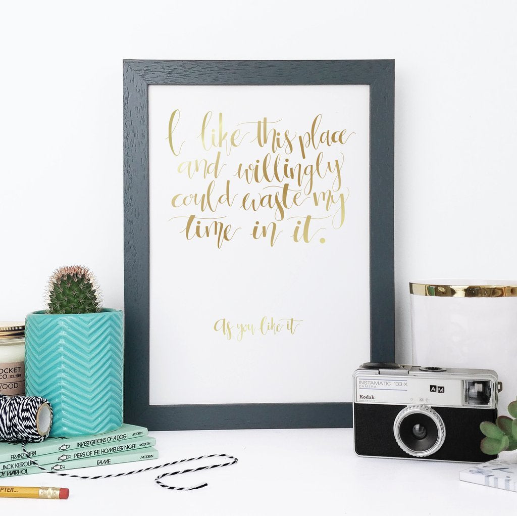 Shakespeare quote golf calligraphy from As You Like It