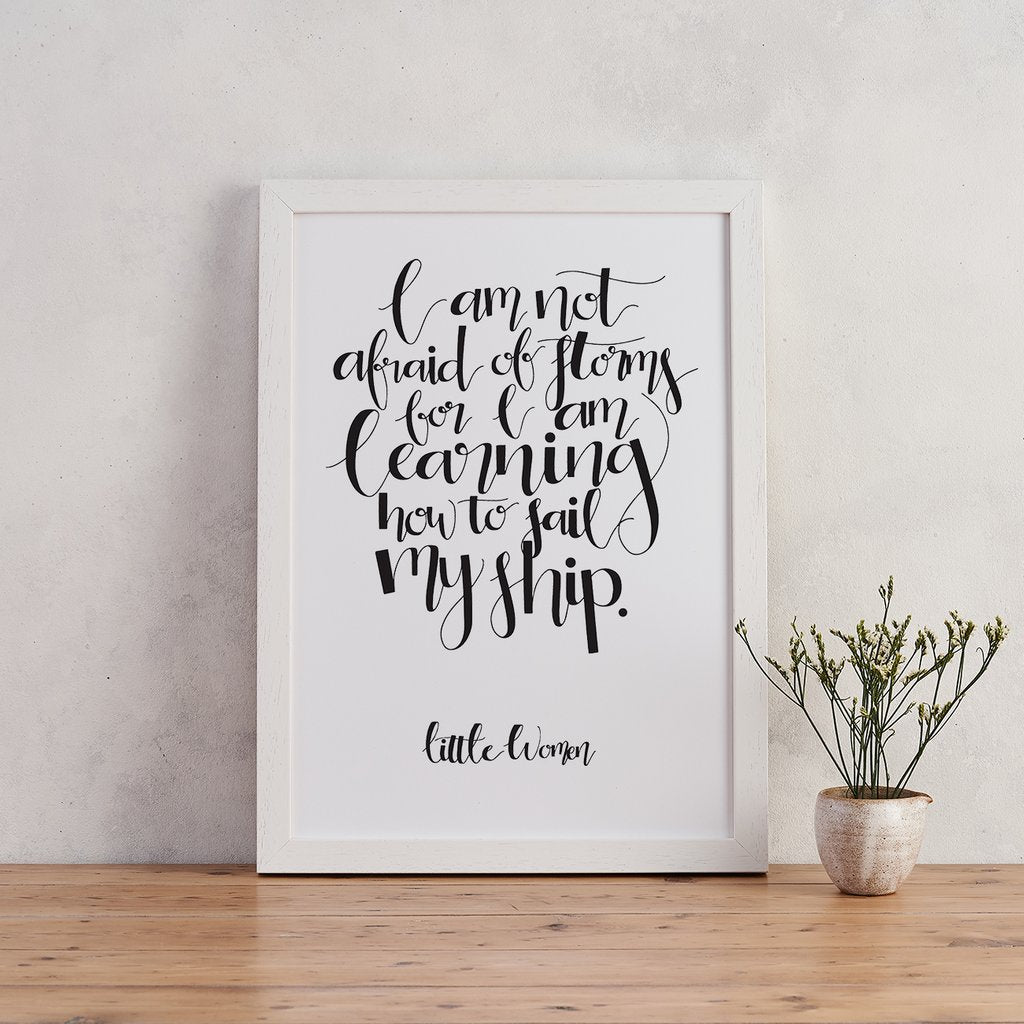 Little Women Black Calligraphy Unframed Print