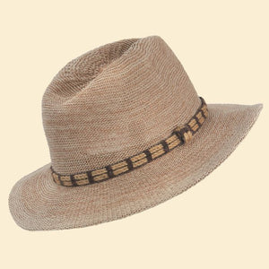 Natalie Hat, Natural with Rope Band - Powder Design