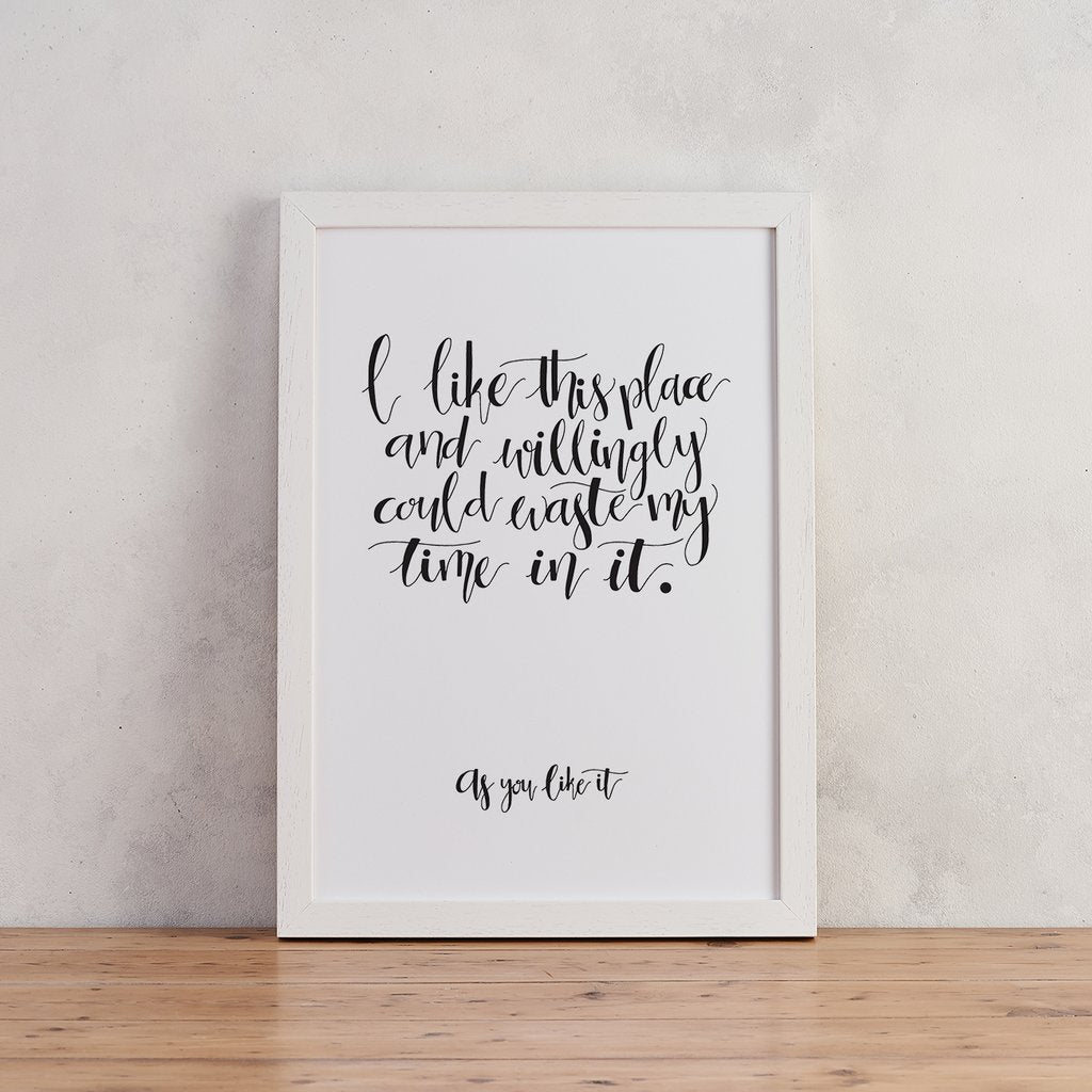 Shakespeare Unframed Black Calligraphy Quote